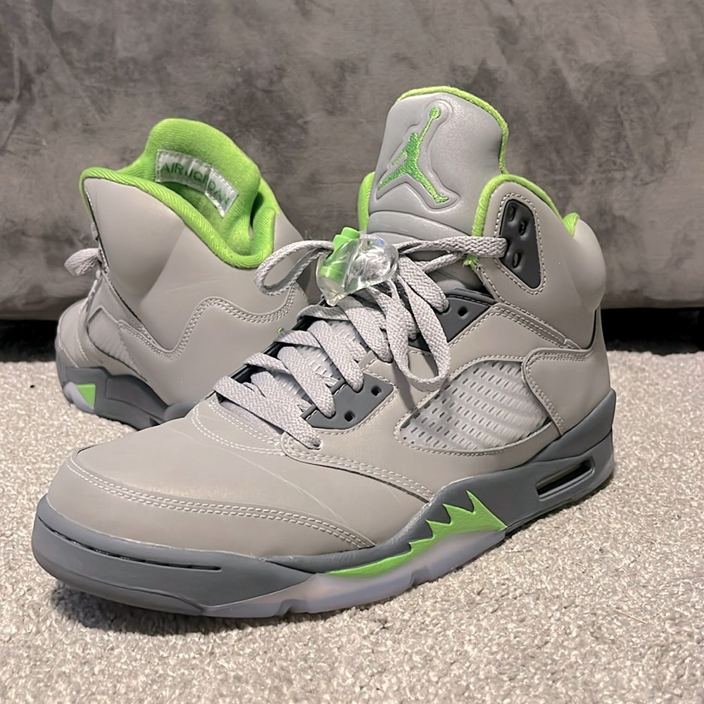 Jordan Retro 5 - Gray and Neon Green 3m Reflective- High-Tops
